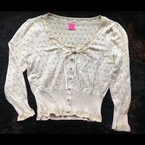 Betsey Johnson Crochet crop top cardigan